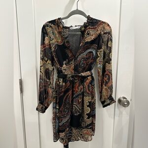 NWOT Zara Chiffon Paisley Mini Dress